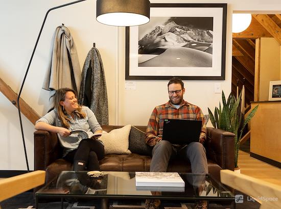 Working at Pass Life Workspace at Snoqualmie Pass